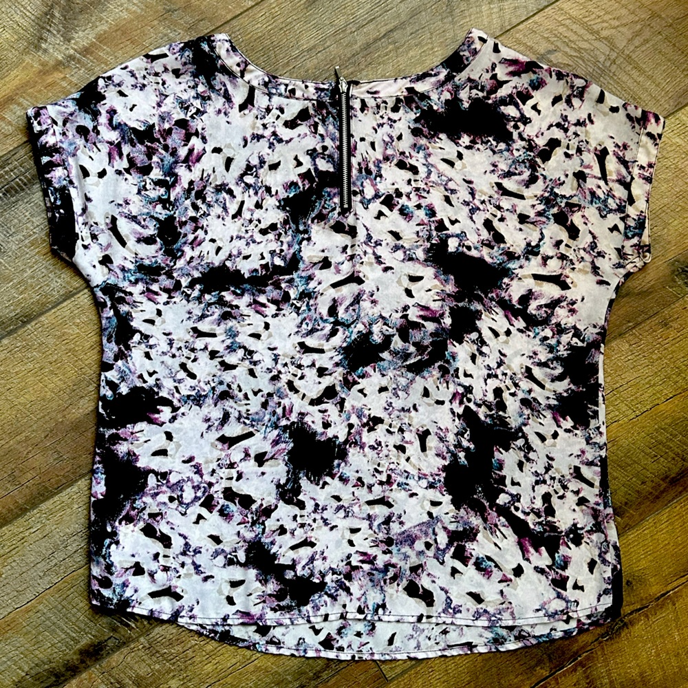 Cynthia Rowley - Purple, Black and White Blouse w/ Zipper - Size - S - Picture 4 of 5